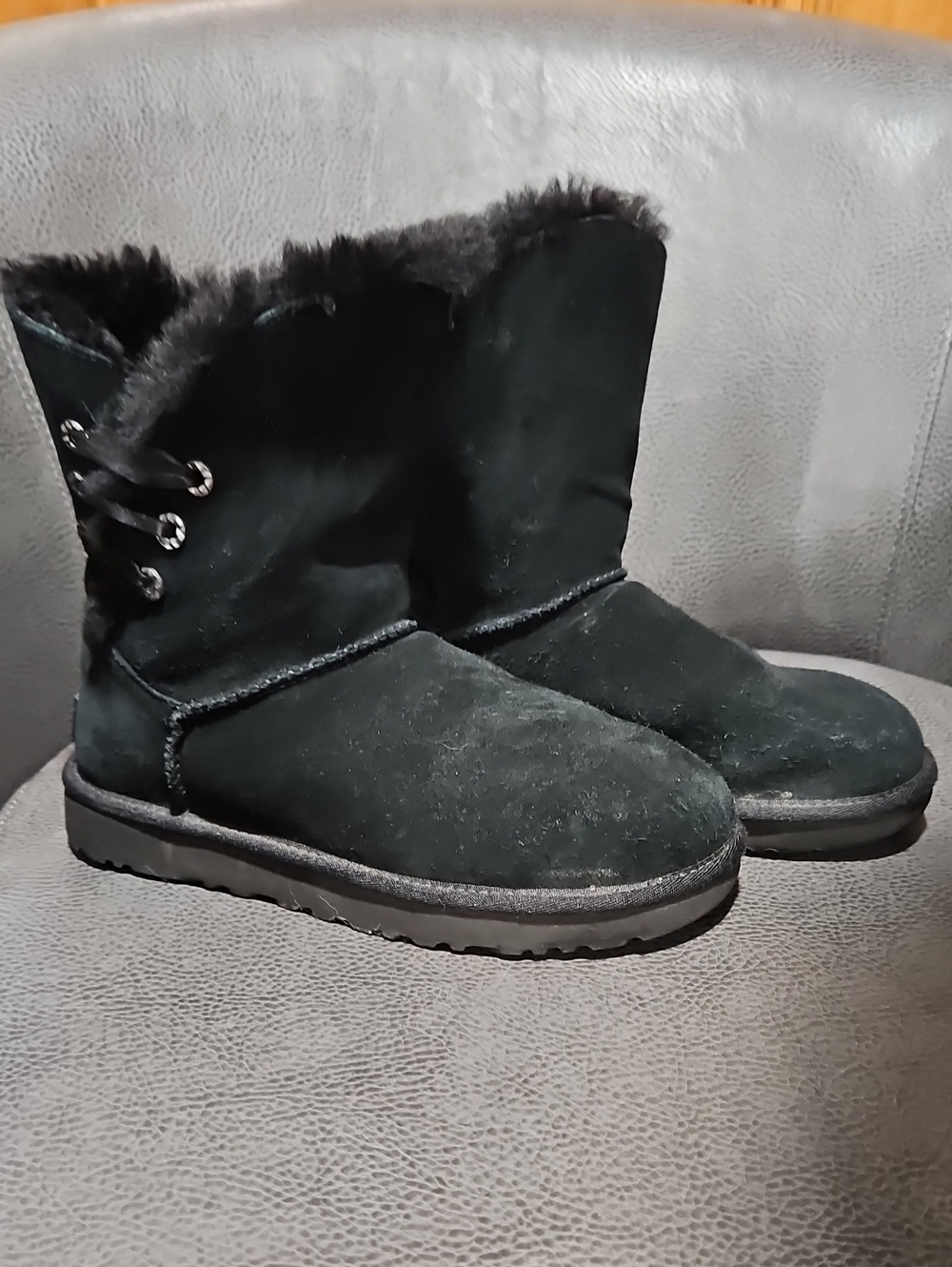 Ugg Boots With Silver Grommets And Ribbon Detail